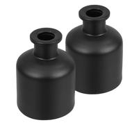 Zerodeko 2 Frascos Difusores de Varillas 50 Ml de Vidrio Cilíndrico Mate Negro Botellas Rellenables para Fragancia y Aromas Difusor sin Fuego para Uso Familiar y Decoración del Hogar