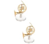Zerodeko 2 Juegos Modelo De Cuerno Banda Tuba Bocina Juguetes De Tallo Instrumento Dorado En Miniatura Soporte De Trompa Adorno De Cuerno En Miniatura Cuerno Francés Cuerna Planchar Golden