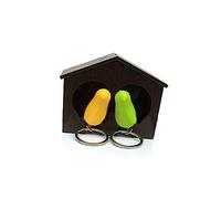 Zerodeko 2 Llavero Con Silbato De Nido De Casa De Pájaros Llavero De Pared Mini Casa De Pájaros Forma De Ave Soporte De Llave Pareja Llavero Amantes Titular De La Clave Colgar En La Pared