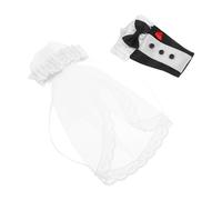 Zerodeko 2 Pcs Fundas para Botellas de Vino de Novia y Novio, Fundas de Vestido de Novia para Botellas, Decoraciones para Centros de Mesa de Boda, Colores, Tela, 16.9 x 7 x 0.2 cm