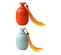 Zerodeko 2 Piezas Carrito De Té De Cerámica Pote De Ungüento De Cerámica Tarro Hermético Portátil Pastillero Con Tapa Té Chino Almacenamiento De Té De Cerámica Viajar Miel Granos De Café