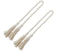 Zerodeko 2 Piezas Cuerda para Atar Cortinas de Algodón Beige, Hecha a Mano | Abrazadera de Cortina para Valances y Tapices, Uso Fácil sin Perforar, Decoración de Cortina para Habitaciones