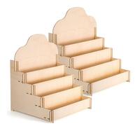 Zerodeko 2 Piezas Expositor de Madera Beige Organizador de Tarjetas de Felicitación Estructura Escalonada para Mostrador de Venta Minorista y Escritorio