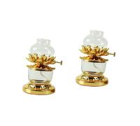 Zerodeko 2 Piezas Lámpara De Buda Lámparas De Aceite para Uso Interior Linternas Portalámparas Lotus Ghee Loto Lámparas Inusuales Portavelas Copa Dorada Pantalla Manteca Golden Vidrio