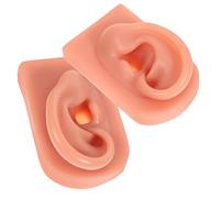 Zerodeko 2 piezas Modelo de Oído Humano de Silicona para Práctica de Piercing Flexible y Reutilizable Color Piel Oscura de Izquierda y Derecha Suministros para Entrenamiento Profesional