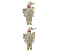 Zerodeko 2 Piezas Papa Noel De Pie Reno Navidad Figurilla Día Festivo Muñeco De Santa Claus Adorno De Escritorio Estatuilla De Santa De Pie Santa Figura Decoraciones Golden Paño