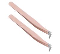 Zerodeko 2 Piezas Pinzas para Extensiones de Pestañas, Pinzas de Pestañas Curvas de Acero Inoxidable, Rosa, Ajuste Preciso, Uso Personal en Casa Arreglo de Vello Facial