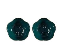 Zerodeko 2 Platos de Cerámica Forma de Flor de Cerezo para Condimentos, Color Verde, Ideales para Picnic y Vajillas de Sushi