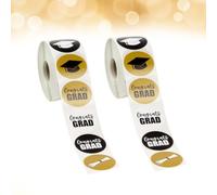 Zerodeko 2 Rollos Pegatinas Redondas de Graduación Decorativas de Papel 25mm para Fiesta de Graduación y Embalaje de Dulces Diseño Creativo y Autoadhesivas