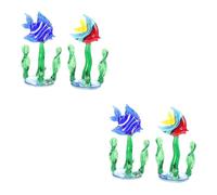 Zerodeko 2 Series Estanque Plantas Acuáticas Adornos Múltiple Decoraciones De Peceras Largo Super Humor Aqua Plant Plantas Artificiales Decoración Submarina del Acuario Vidrio 2 Piezas*2