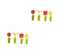 Zerodeko 2 Series Tapones De Botella De Vino De Silicona Con Diseño Floral Para Sellado Y Decoración De Botellas De Vino Incluye Rosa Girasol 4 Piezas X 2