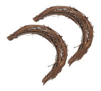 Zerodeko 2pcs Moon-Shaped Rattan Wreath Rings, DIY Crescent Wreath Base for Crafts, Brown Vine Branch Wreaths 9.06 × 6.30 × 1.57 Inches