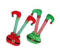 Zerodeko 2sets De Duende Navideño Calcetines De Navidad Puerta Luces De Hadas Al Aire Adornos De Navidad En Niveles Zapatillas De Navidad Decoraciones Árbol Algodón 2pcs*2