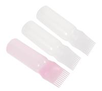 Zerodeko 3 Piezas Botella Aplicadora de Pelo con Peine Unidades Color Blanco y Rosa para Salón Hogar y Barbería Uso Lavado Secado y Tinte sin Daño Cutáneo Plástico