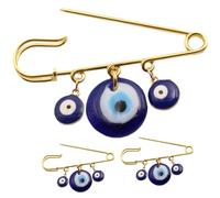 Zerodeko 3 piezas Broche Ojo Turco Azul Conjunto Alfiler Solapa para Mujer Amuleto Protección Decorativo Regalo Elegante