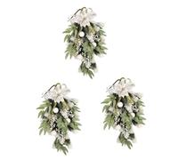 Zerodeko 3 Piezas De Navidad Decoración Helechos Artificiales Guirnalda Navideña con Forma De Lágrima Puerta Luz De Hadas Árbol De Navidad Swags De Vacaciones Falso Educación Física