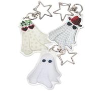 Zerodeko 3 Piezas Llaveros de Fantasmas de Halloween Acrílicos y Metálicos, Colgantes Portátiles y Ligeros para Decoración de Ventanas de Coche y Adornos de Pared Únicos