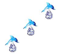 Zerodeko 3 Piezas pequeño Adorno de delfín Juguete de bebé de Cangrejo Caminando Juguete de baño Ballena figuritas Escultura de delfín de Cristal Adorno de Animal Marino de Cristal Vidrio