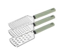 Zerodeko 3 Piezas Rallador Inoxidable para Cocina Rallador Manual para Queso Jengibre y Verduras Herramienta con Superficies Fina Gruesa y Ultra Gruesa para Almacenamiento y Rápido