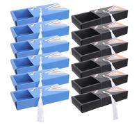 Zerodeko 30 Cajas de Obsequio para Graduación con Birrete y Borla, Diseño de Cajón Extraíble, Papel Resistente, Azul y Negro, Recuerdos para Fiesta de Graduación, Decoración Clase