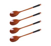 Zerodeko 4 Cucharas de Madera con Mango Largo, Seguras para Usar en Superficies Calientes, Anti-caída, Ideales para Mezclar en Restaurantes y Utensilios de Cocina Hogar