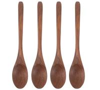 Zerodeko 4 cucharas de madera para comer, cuchara japonesa de madera para | Cuchara de madera estilo coreano para cocinar, mezclar y remover, de madera de acacia natural, para servir yogur, arroz o