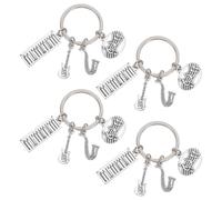 Zerodeko 4 Llaveros de Música en Aleación de Zinc con Diseño Artístico y Ligero para Mochilas y Bolsos, Accesorios Perfectos para Amantes Música y Estudiantes
