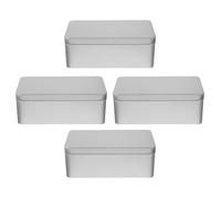 Zerodeko 4 Piezas Caja de Hojalata Rectangular para Dulces Galletas Navideñas Organizador de Manualidades Contenedor de Caja de Bocadillos de Hojalata para Alimentos de Almacenamiento