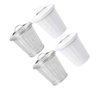 Zerodeko 4 piezas Cubos de Basura con Tapa Mini Contenedores Reciclaje para Hogar y Oficina Multiusos para Almacenamiento y Decoración Colores Blanco y Natural Diseño Compacto y Fácil
