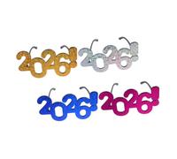 Zerodeko 4 Piezas Gafas de Plástico con Purpurina para Fiestas de Año Accesorio para Adultos Lentes de Disfraz Resistentes y Reutilizables para Eventos Festivos