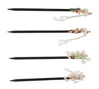 Zerodeko 4 piezas Palillos de Madera para Cabello Estilo Chino Tradicional Accesorios para Mujer Diseño Borla y Paso Oscilante Ligeros y Cómodos para Peinados de Boda y Eventos