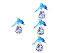 Zerodeko 4 Piezas Pequeño Adorno De Delfín Juguetes para La Piscina Anillos De Animales Juguete De Baño Ballena Figuritas Cangrejo De Juguete Juguetes De Animales Delfín De Peluche Vidrio