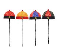 Zerodeko 4 Piezas Sombrero de Ópera de Estilo Chino Sombrero Antiguo Chino de Tela, Estilo Auténtico Dinastía Qing, Hecho a Mano, para Representaciones Teatrales y Drama, para Adultos,