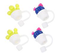 Zerodeko 4 Piezas Tapas de Reutilizables para Cactus Fundas Decorativas para Bebidas Tapones Antipolvo Accesorios para Vasos y Botellas