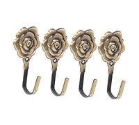 Zerodeko 4juegos Ganchos para Cortinas Forma De Rosa De Hierro Soporte Antiguo para Cortinas Decorativas Sujetacortinas Resistente y Elegante para Colgar Abrigos y Toallas