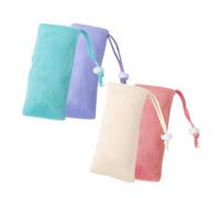 Zerodeko 4piezas Bolsa de Burbujas de Jabón de Malla Portátil Bolsa para Jabón de Barra Exfoliante Color Morado Verde Rosa para Ducha de Baño