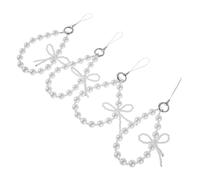 Zerodeko 4piezas Cadena Para Teléfono Forma De De Perla Pulsera Decorativa Dije De Perlas Sintéticas Para Mujer y Niña Llavero Para Móvil