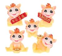 Zerodeko 5 Figuras de Resina de Caballos del Año Chino 2026, Decoración Coleccionable para Escritorio y Bonsái, Ornamentos de Feng Shui para Atraer Buena Suerte y Prosperidad