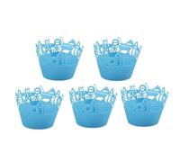 Zerodeko 50 Envoltorios de Papel Azul para Cupcakes Encaje y Diseño Hueco, Fáciles de Montar, Ideales para Decoración de Cumpleaños y Aniversarios