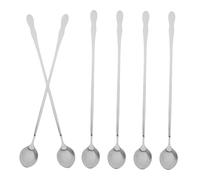 Zerodeko 6 piezas Cucharas Largas de Acero Inoxidable para Mezclar y Remover Bebidas Té Helado Cócteles y Helados Cucharas Resistentes y Deformación con Mango Extendido para Cocina