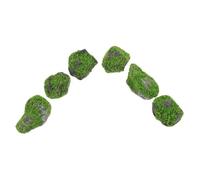 Zerodeko 6 Piezas de Piedra Artificial para Decoración de Acuarios y Terrarios, Rocas de Espuma Musgo Realista, Portátiles para Colecciones Personales y Paisajes en Miniatura