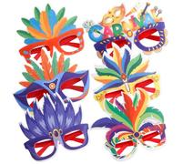 Zerodeko 6 Piezas Gafas Novedosas de Plumas para Fiesta, Monturas | Plástico y Fieltro, Diseño Temático Divertido, Accesorio Decorativo para Eventos y Sesiones Fotográficas