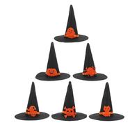 Zerodeko 6 Piezas Sombrero de Bruja Adecuado para Fiestas Temáticas y Decoración del Hogar Cómodo al Tacto de Fieltro Negro Elementos Clásicos para Decoración DIY de Halloween