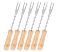 Zerodeko 6 Piezas Tenedor de Fondue Telescópico de Inoxidable con Mango de Madera Set para Chocolate Queso Frutas y Helados Utensilio de Cocina Ligero y Portátil