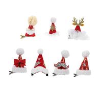 Zerodeko 7 piezas Clips para Cabello con Diseño de Sombrero Navideño Accesorios Festivos para Niñas y Mujeres Decoración de Tocado para Navidad Colores Brillantes y