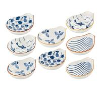 Zerodeko 8 Piezas Juego de Plato de Condimentos de Cerámica Diseño de Boca Profunda para Decoración de Mesa Hogar y Estilo Elegante Literario