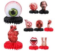 Zerodeko 9 Piezas Centro de Mesa Sangriento de Papel Diseño de Manos y Pies Cortados para Decoración de Fiesta de Halloween, Fácil de Usar y Ambiente Terrorífico