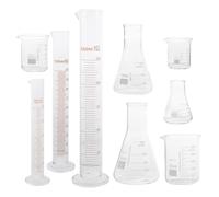 Zerodeko 9 Piezas Juego de Vidrio para Laboratorio Probetas Graduadas de 50ml y 250ml, Resistente a Altas Temperaturas y Medición Precisa para Educación y Química