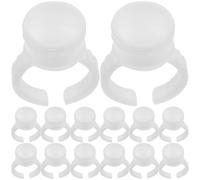 Zerodeko Anillos de Pegamento para Pestañas Medianos Blancos sin Divisiones, 200 Piezas, Copas para Pigmento y Pegamento, Soporte Duradero para Tatuajes y Extensiones de Pestañas, Uso