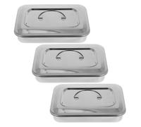 Zerodeko Bandeja de Acero Inoxidable para Herramientas de Uñas con Tapa, Esterilización Efectiva y Uso Versátil, 3 Piezas para Salón y Uso en Casa